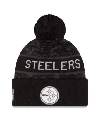 Men's Black Pittsburgh Steelers 2026 Salute To Service Cuffed Knit Hat with Pom