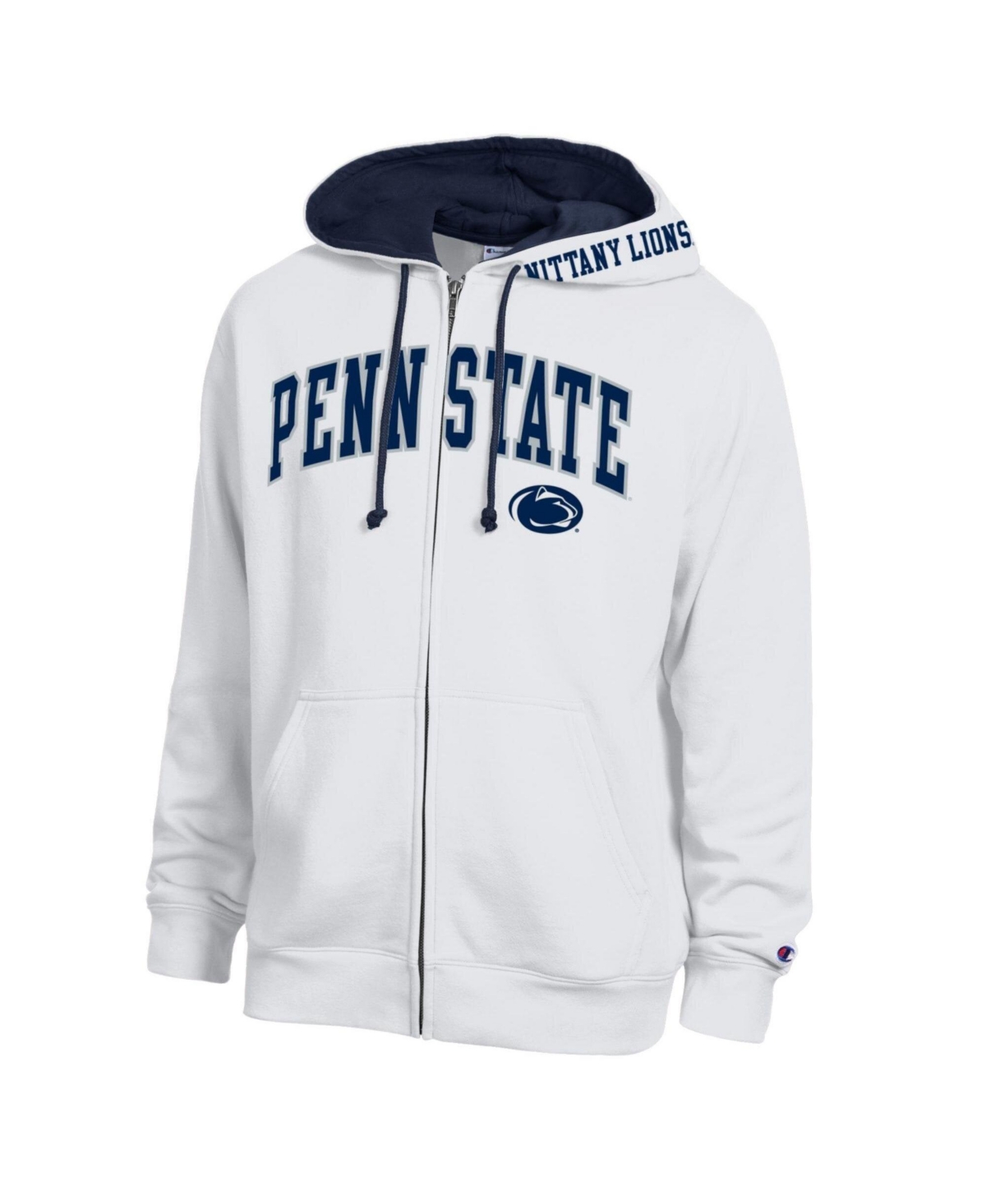 Champion Men's White Penn State Nittany Lions Arch Logo Full-Zip Fleece Hoodie - White