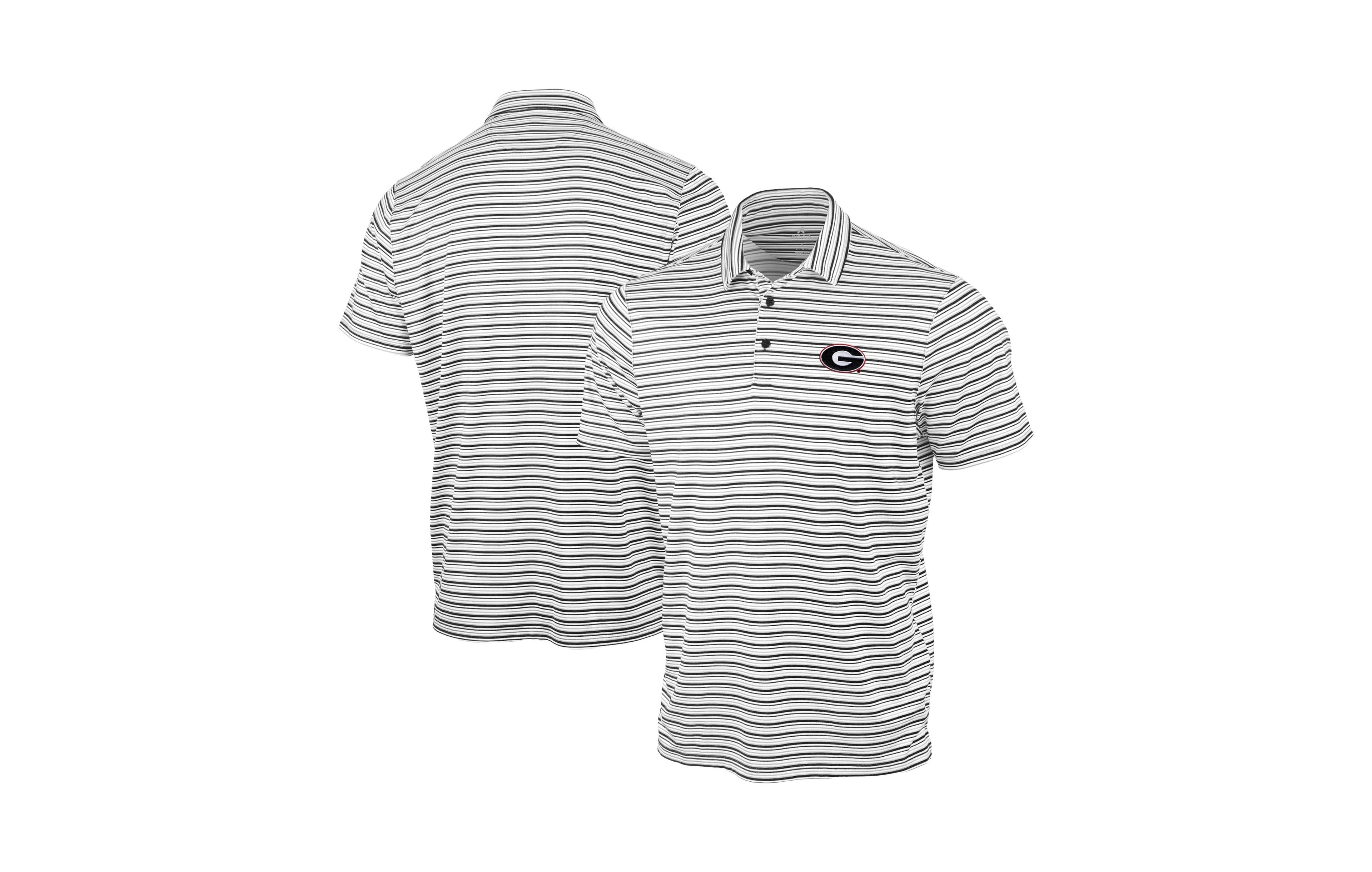 Antigua Men's Black Georgia Bulldogs Space Stripe Polo Shirt