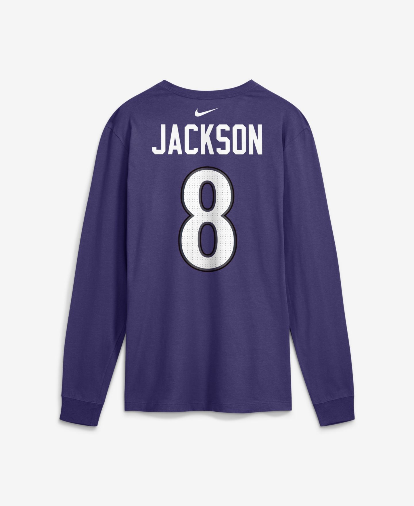 Мужская футболка Nike Lamar Jackson Purple Baltimore Ravens Name & Number Long-Sleeve — фото 3