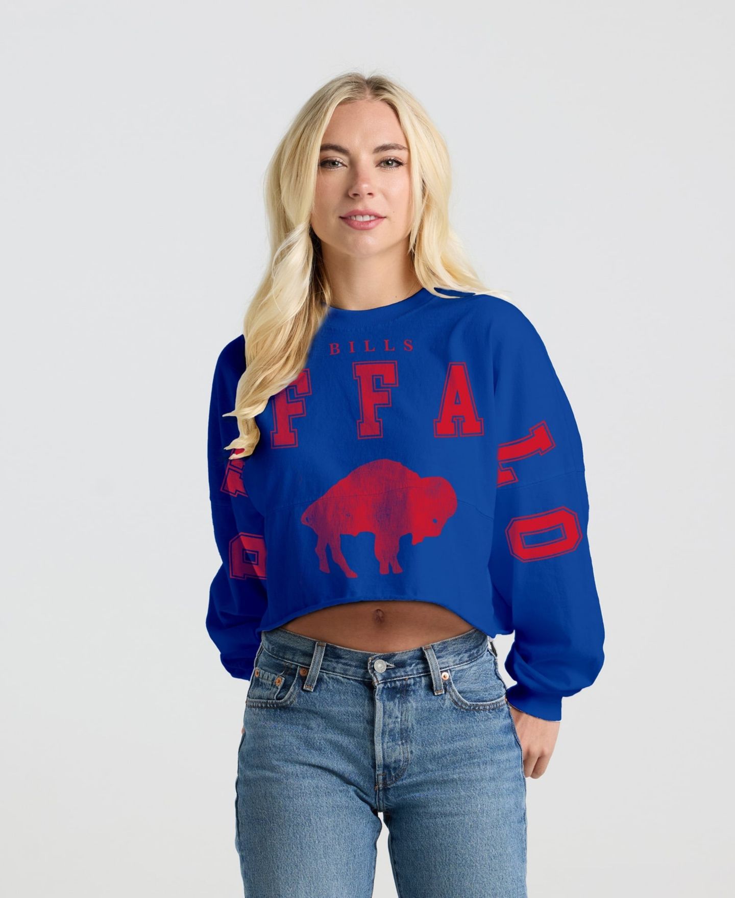Женская футболка Spirit Jersey Royal Buffalo Bills Cropped Long-Sleeve — фото 1