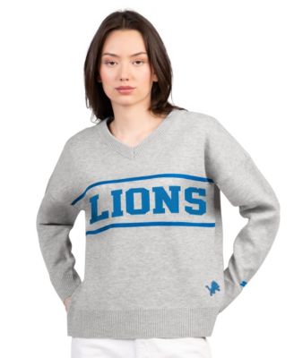 Women's Gray Detroit Lions Best Shot V-Neck Sweater