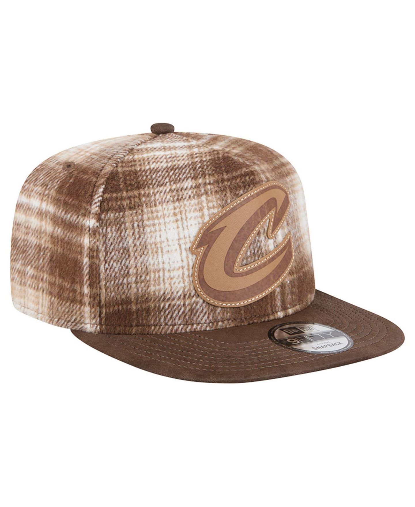 Мужская кепка New Era Brown Cleveland Cavaliers Plaid 9FIFTY A-Frame Adjustable Hat — фото 2
