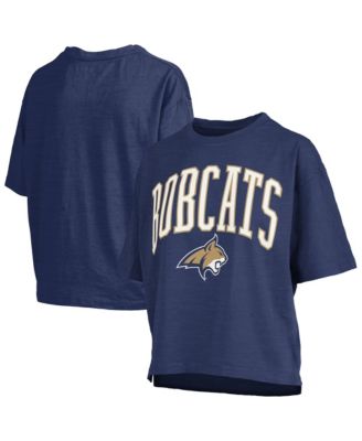 Women's Navy Montana State Bobcats Oversized Nelson Arch Over Logo Slub T-Shirt