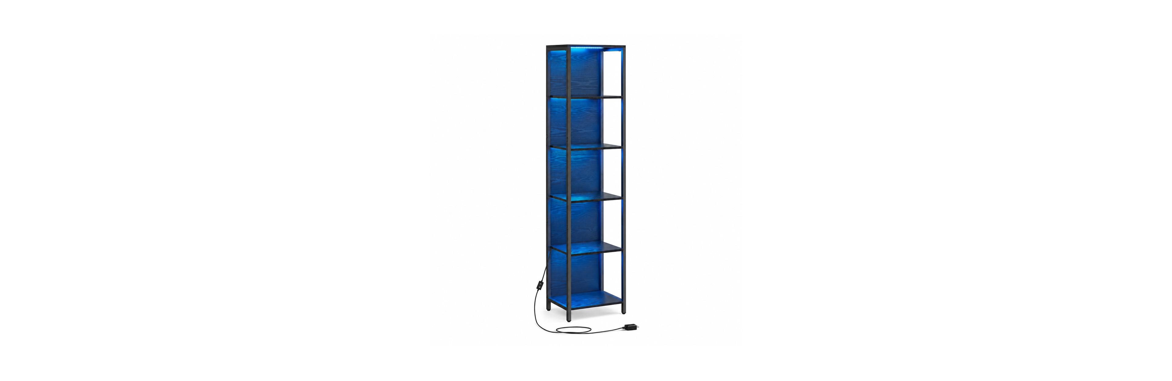 Mecale 6-Tier 15.7-Inch Wide Steel and Particleboard Dimmable Led Bookcase