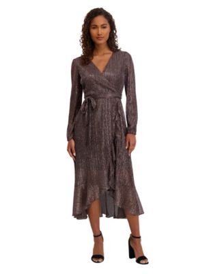 Women's Ruffled Faux-Wrap Dress