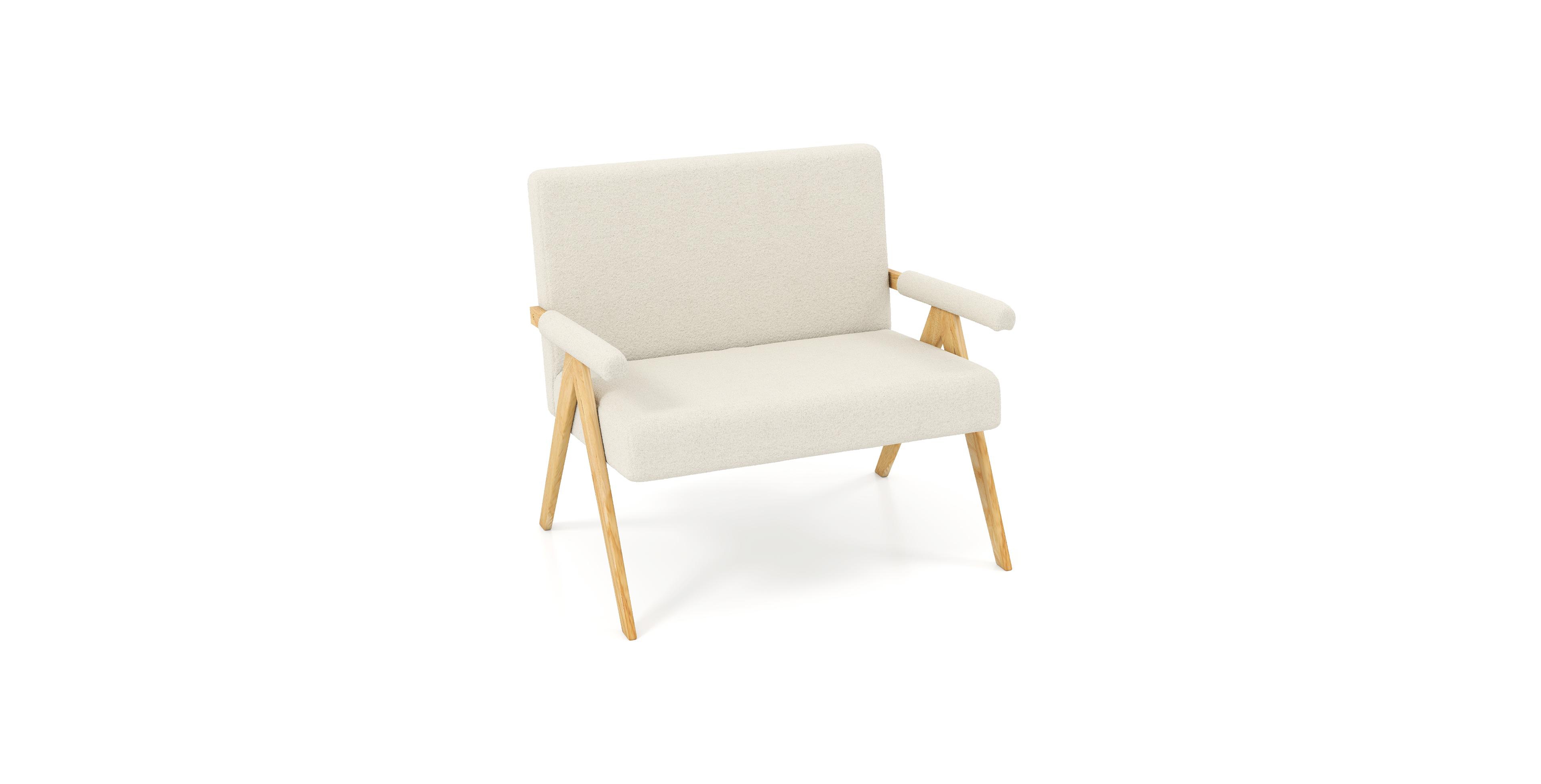 Mecale Sherpa Fabric Loveseat Sofa with Rubber Wood Legs and 463 lb Capacity