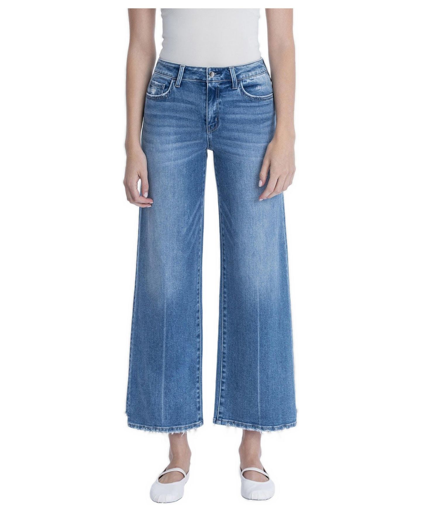 Женские джинсы Flying Monkey Wolf N Crane High-Rise Wide-Leg Step-Hem Denim, цвет: Синий — фото 1