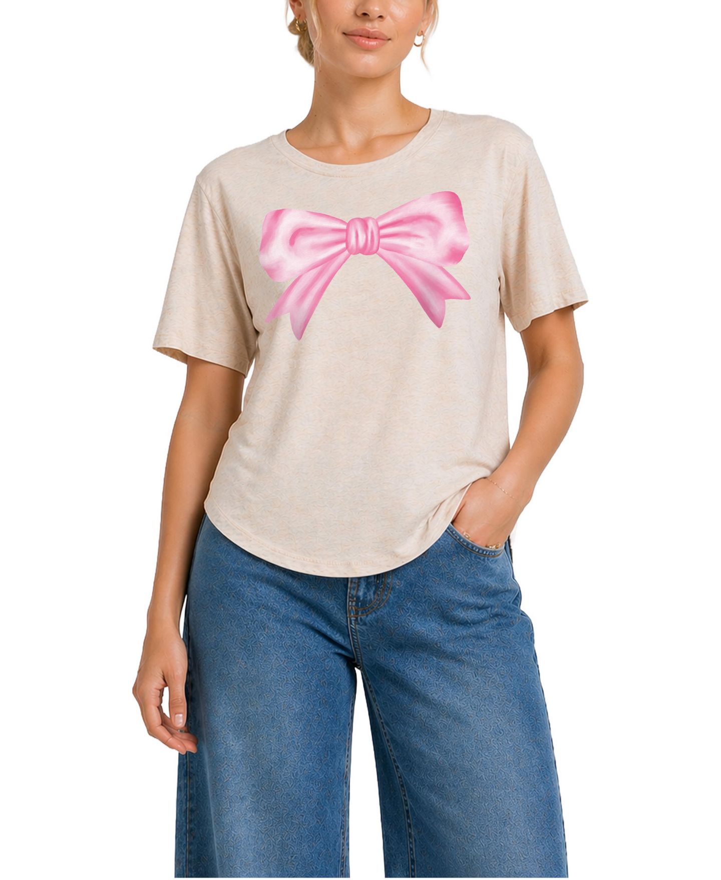Женская футболка Instant Message Painted Bow Relaxed-Fit Graphic, цвет: Берёзовый — фото 1