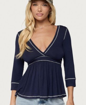 Women's Parah Babydoll 3/4-Sleeve V-Neck Top