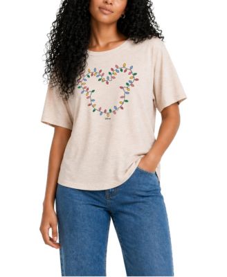 Women's Christmas Lights Mickey Head Relaxed Fit T-Shirt