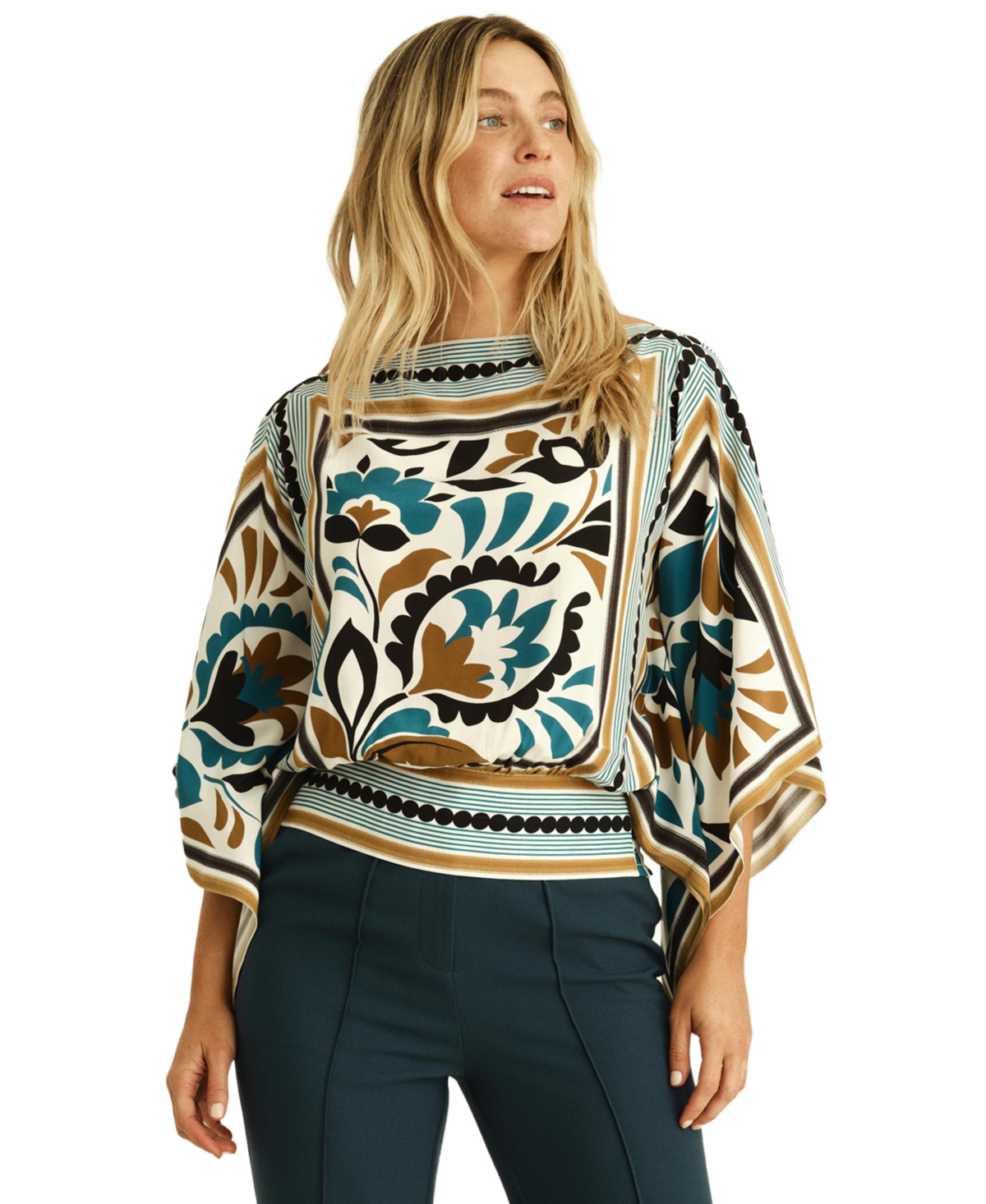 Cartolina Women's Fenna Printed Scarf Top - Stained glass floral