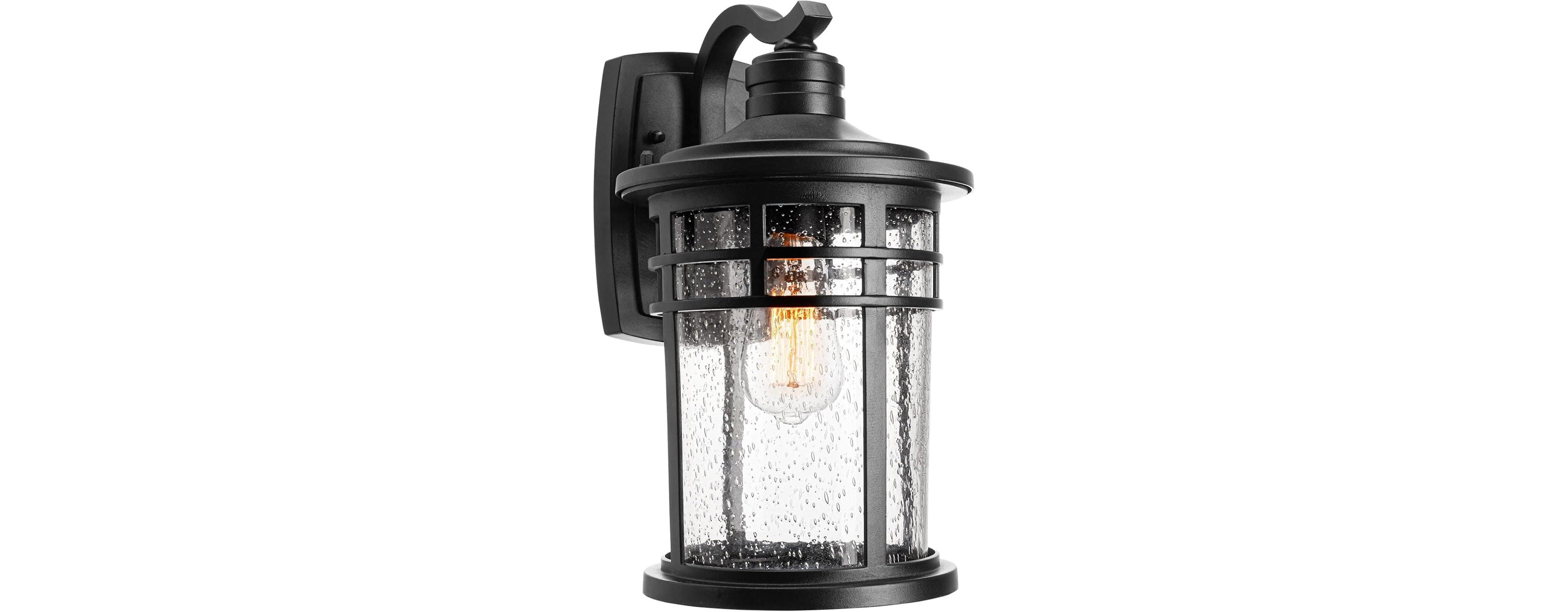 Darkaway Outdoor Porch Lights Wall Mount 11.81 inches, Outdoor Light Fixtures Sconces Wall Lighting with Seeded Glass Waterproof (1 Pack)