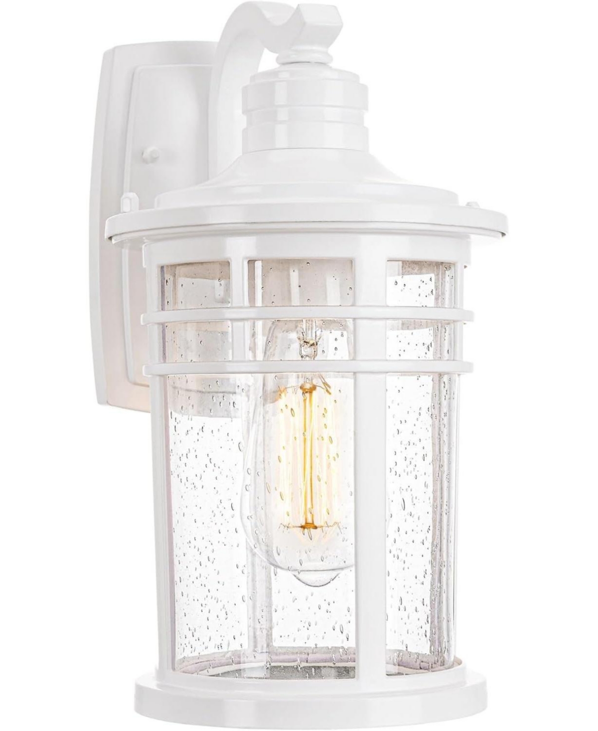 Darkaway Outdoor Porch Lights Wall Mount 15 inches, Outdoor Light Fixtures Sconces Wall Lighting with Seeded Glass Waterproof - White