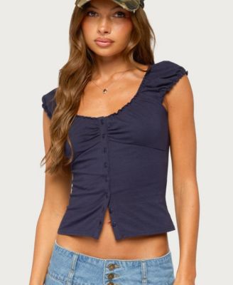 Women's Mazzy Scoop Neck Short-Sleeve Ruched Top