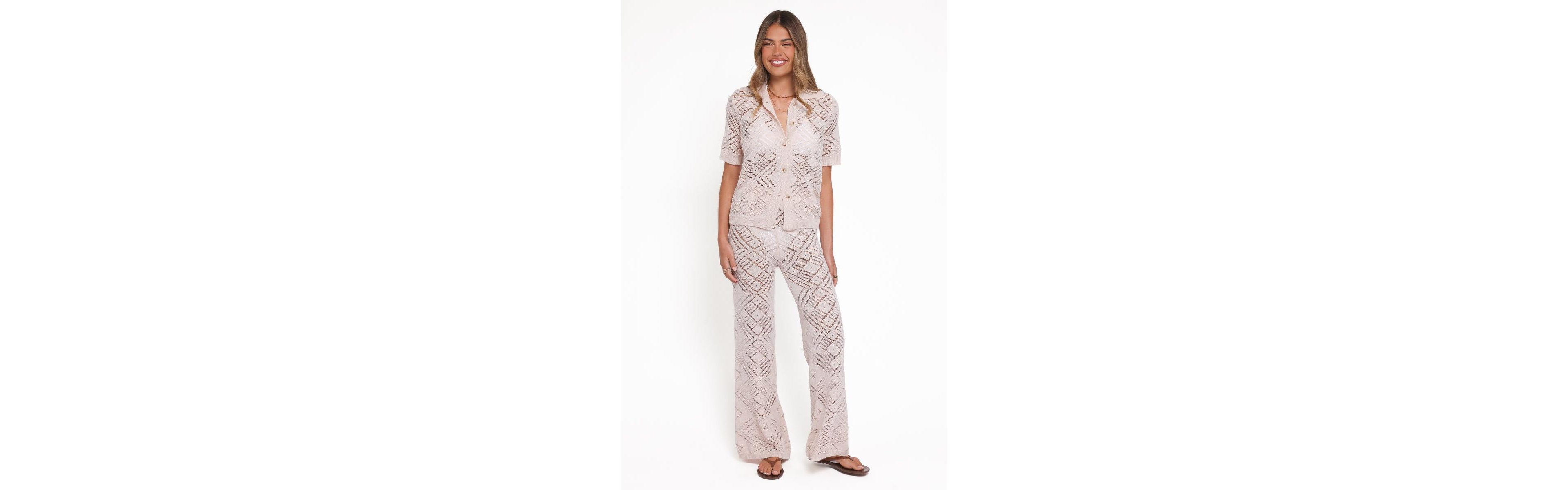 Petal and Pup Women's Briony Collared Button-Down Wide-Leg Top Pants, 2-Piece Set