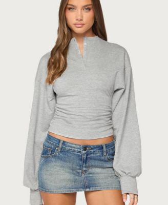 Women's Diya V-Neck Puff-Sleeve Henley Top