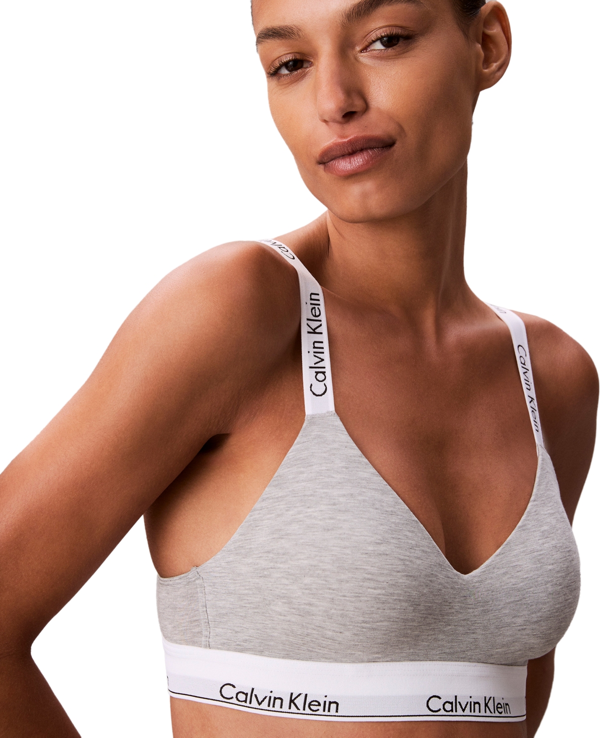 Calvin Klein Women's Icon Cotton Lightly Lined Full Coverage Bralette QF8504 - Heather