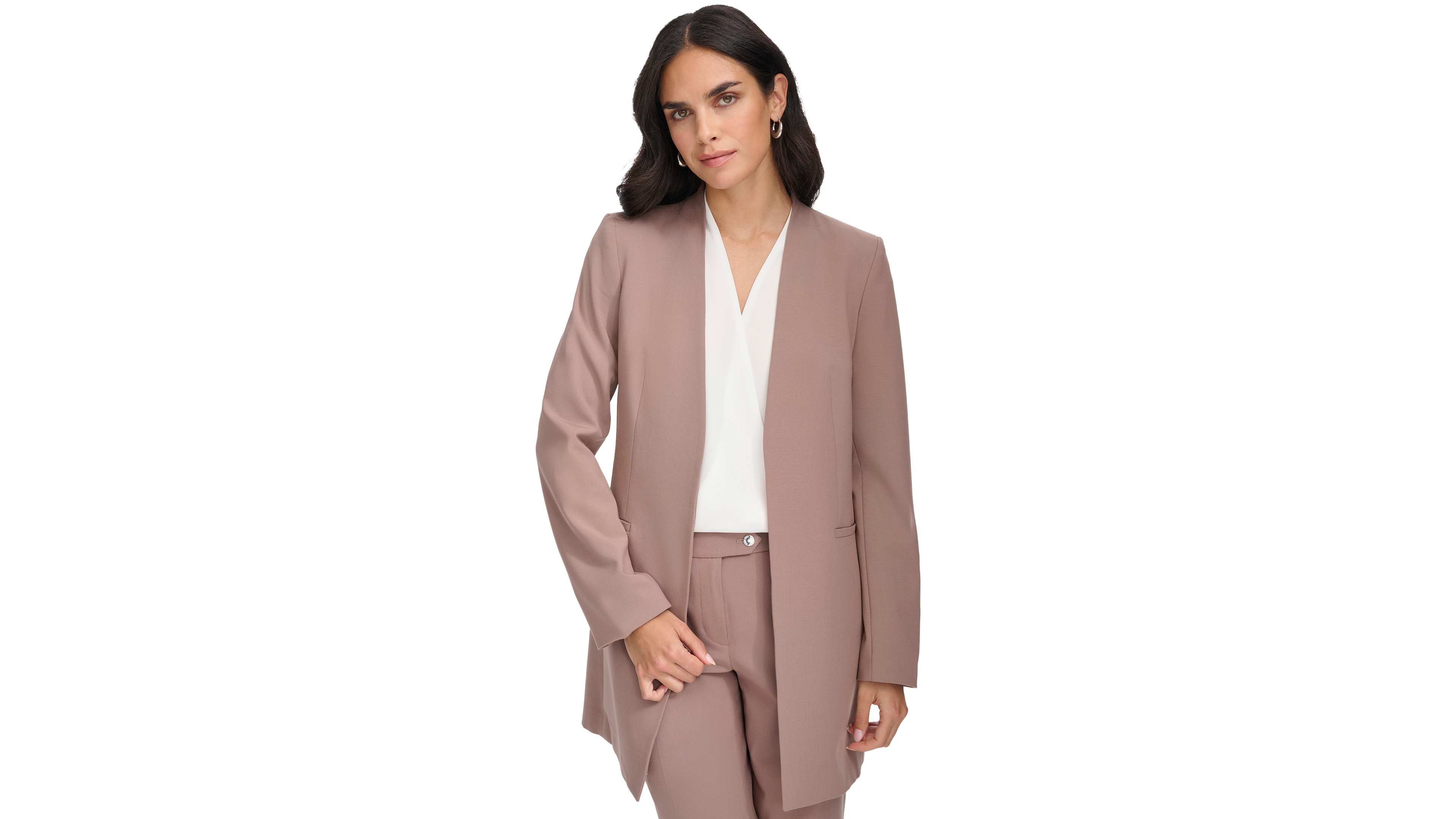 Calvin Klein Women's Roll Sleeve Open Front Blazer