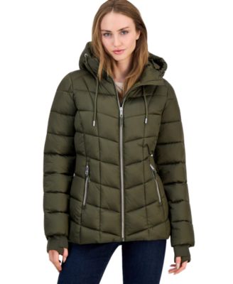 Women's Packable Hooded Drawstring Puffer Jacket