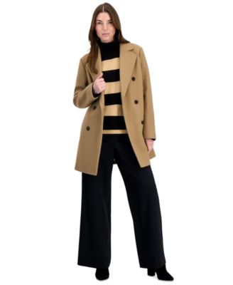 Petite Notch Collar Double Breasted Peacoat, Created for Macy's
