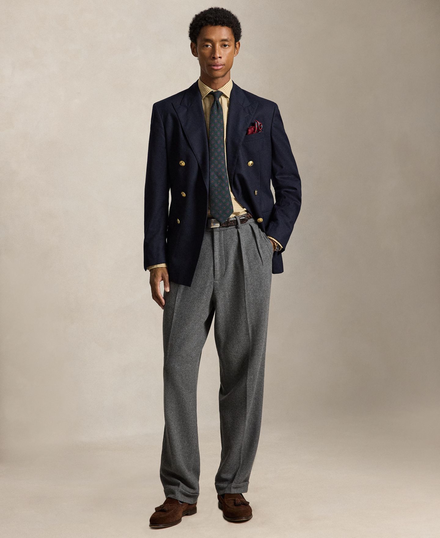 Мужская рубашка Polo Ralph Lauren Classic-Fit Plaid Poplin, цвет: Верблюжий белый разноцветный — фото 2