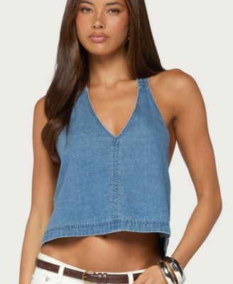 Women's Teddie Backless Denim Halter Top