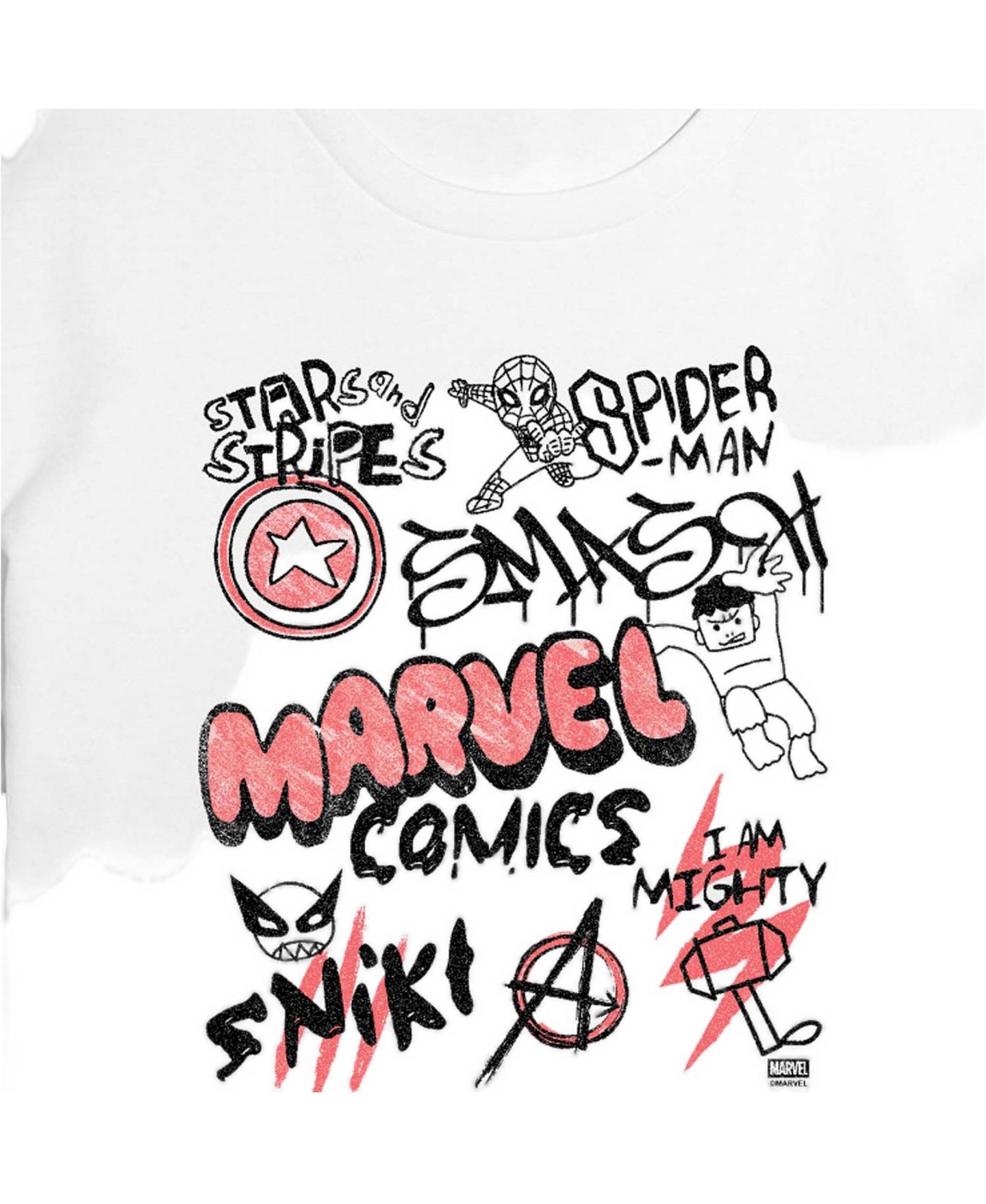 Женская футболка Marvel Juniors' Notebook Cropped Graphic Spider-Man, цвет: Белый — фото 5