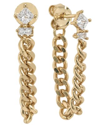 Cubic Zirconia Chain Post Earring