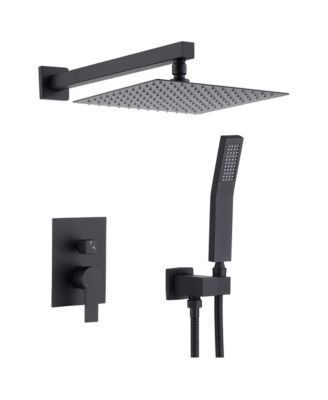 12-Inch Rain Shower System with Handheld Shower, Wall or Ceiling Mount, Single-Handle Pressure-Balanced Valve and Diverter