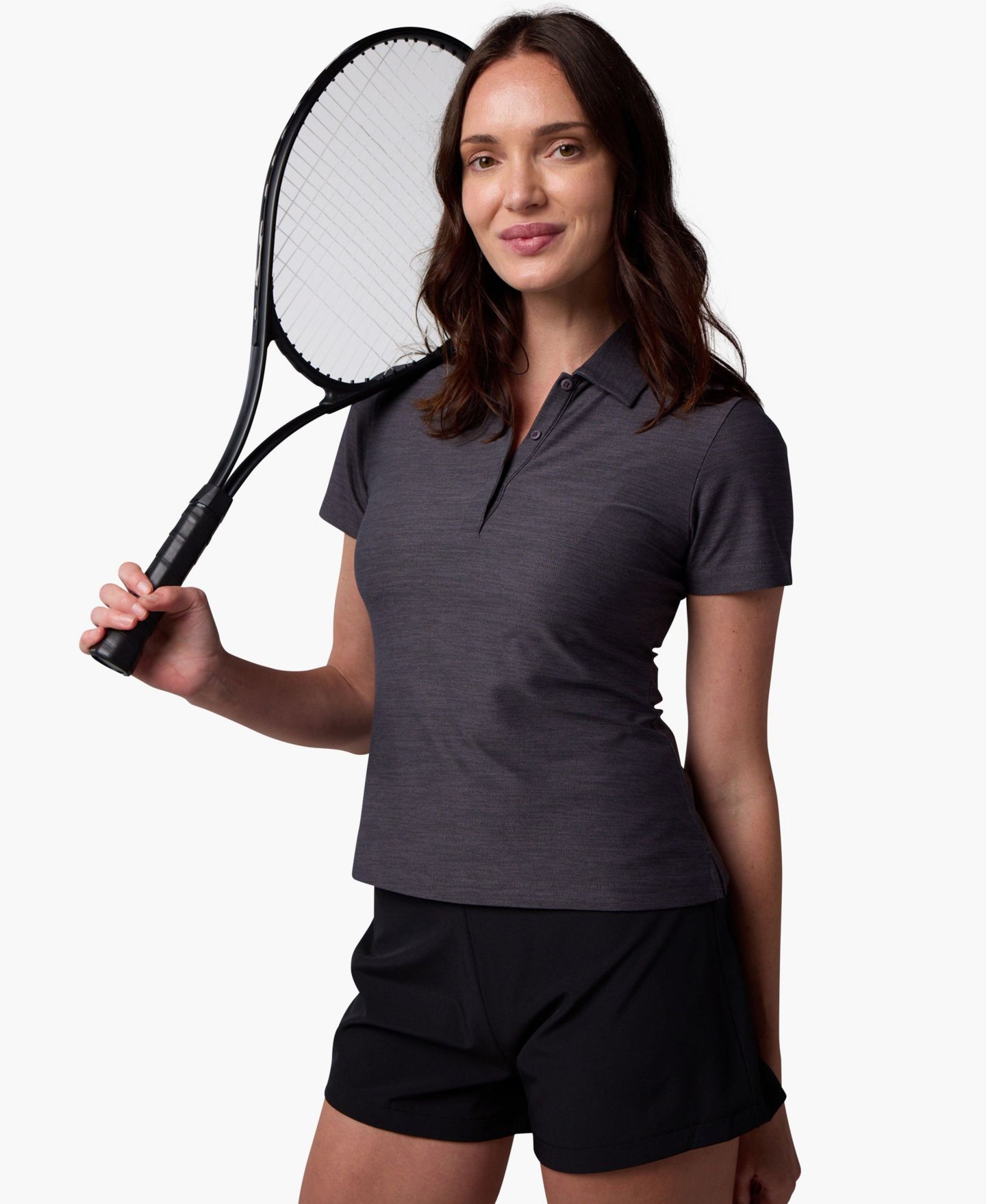 Женское поло Centerline Athletics Cross-Sport Tech Pique Polo, цвет: Угольный меланжевый — фото 5