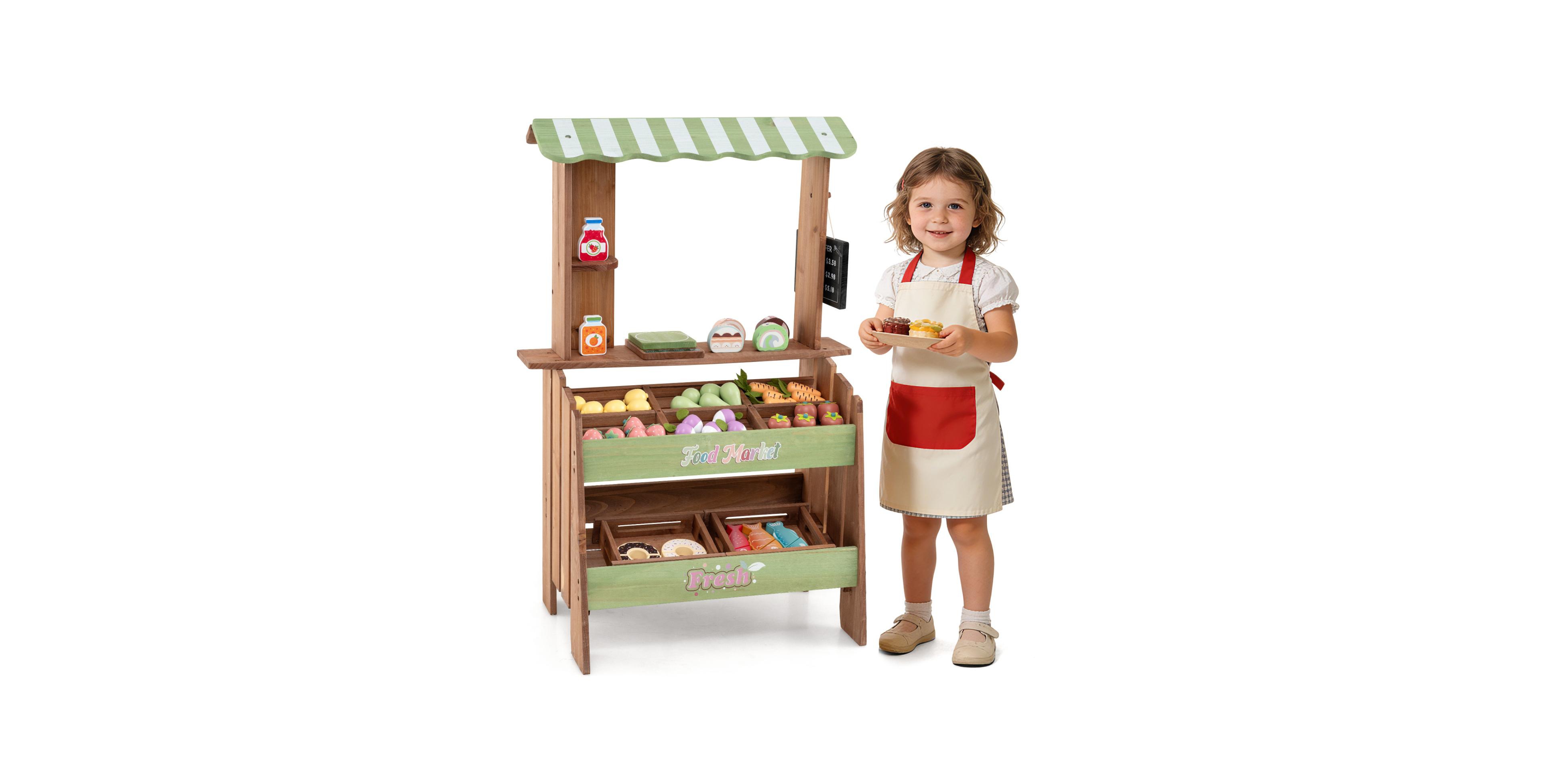 Mecale Wooden Grocery Store 43-Piece Playset, Ages 3+