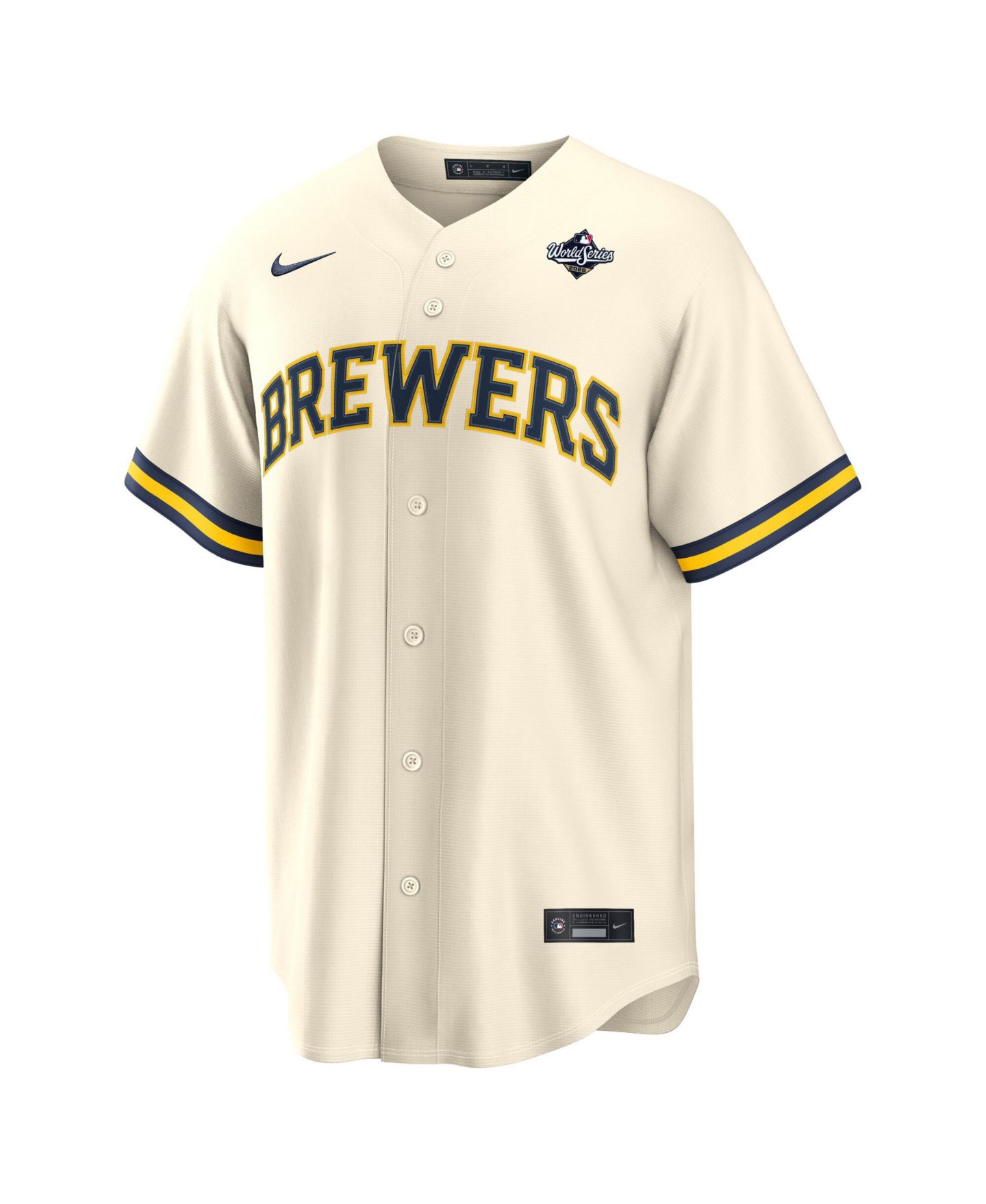 Мужской топ Nike Brice Turang Cream Milwaukee Brewers 2026 World Series Participant Replica Jersey — фото 3