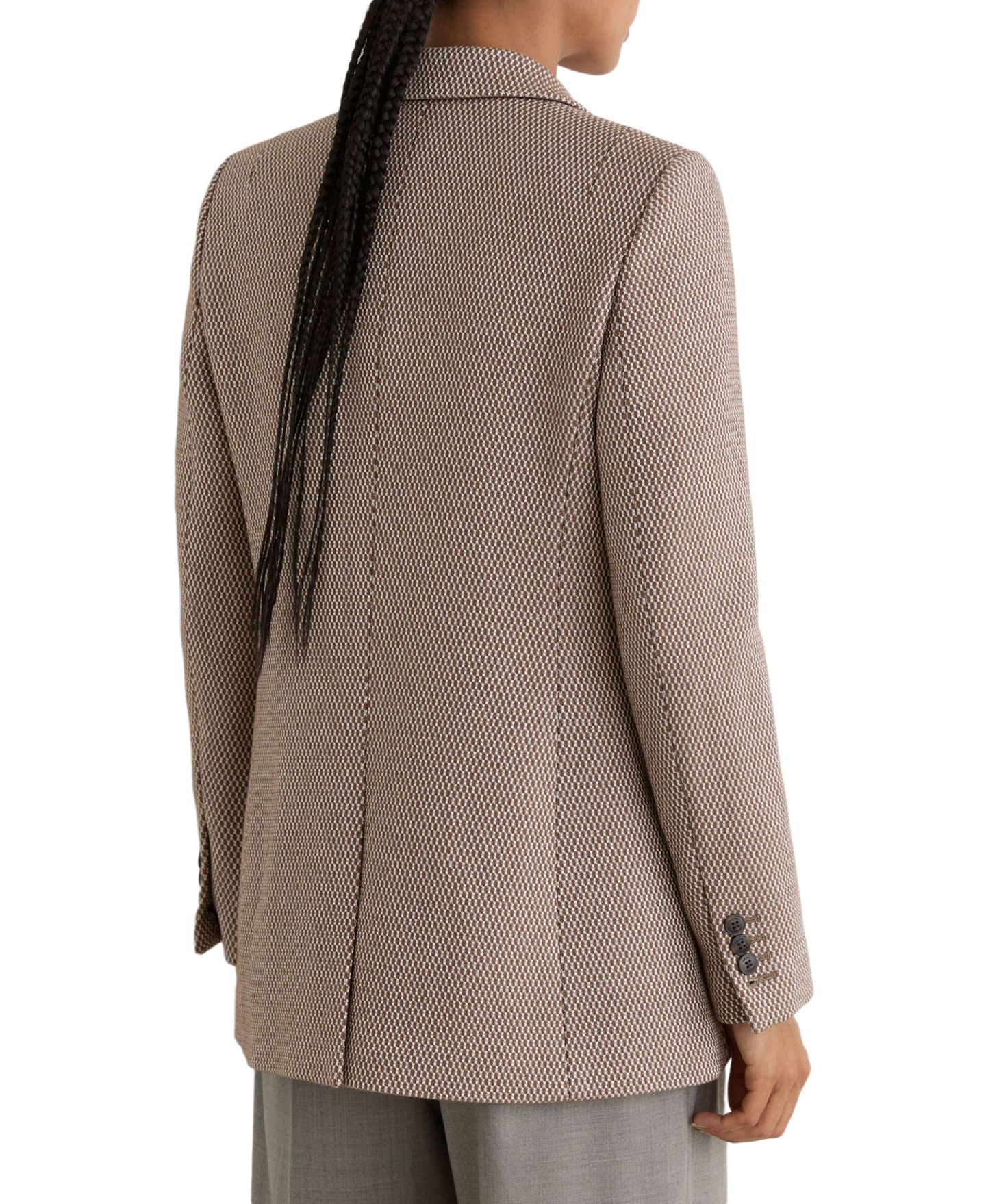 Женский пиджак REISS Petite Aubrey Double-Breasted Wool-Blend Padded-Shoulder, цвет: Серо-коричневый нейтральный — фото 2