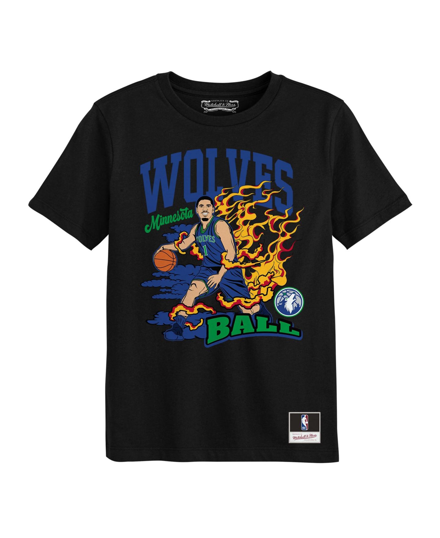 Детская футболка Mitchell & Ness LaMelo Ball Black Minnesota Timberwolves Fired Up — фото 1