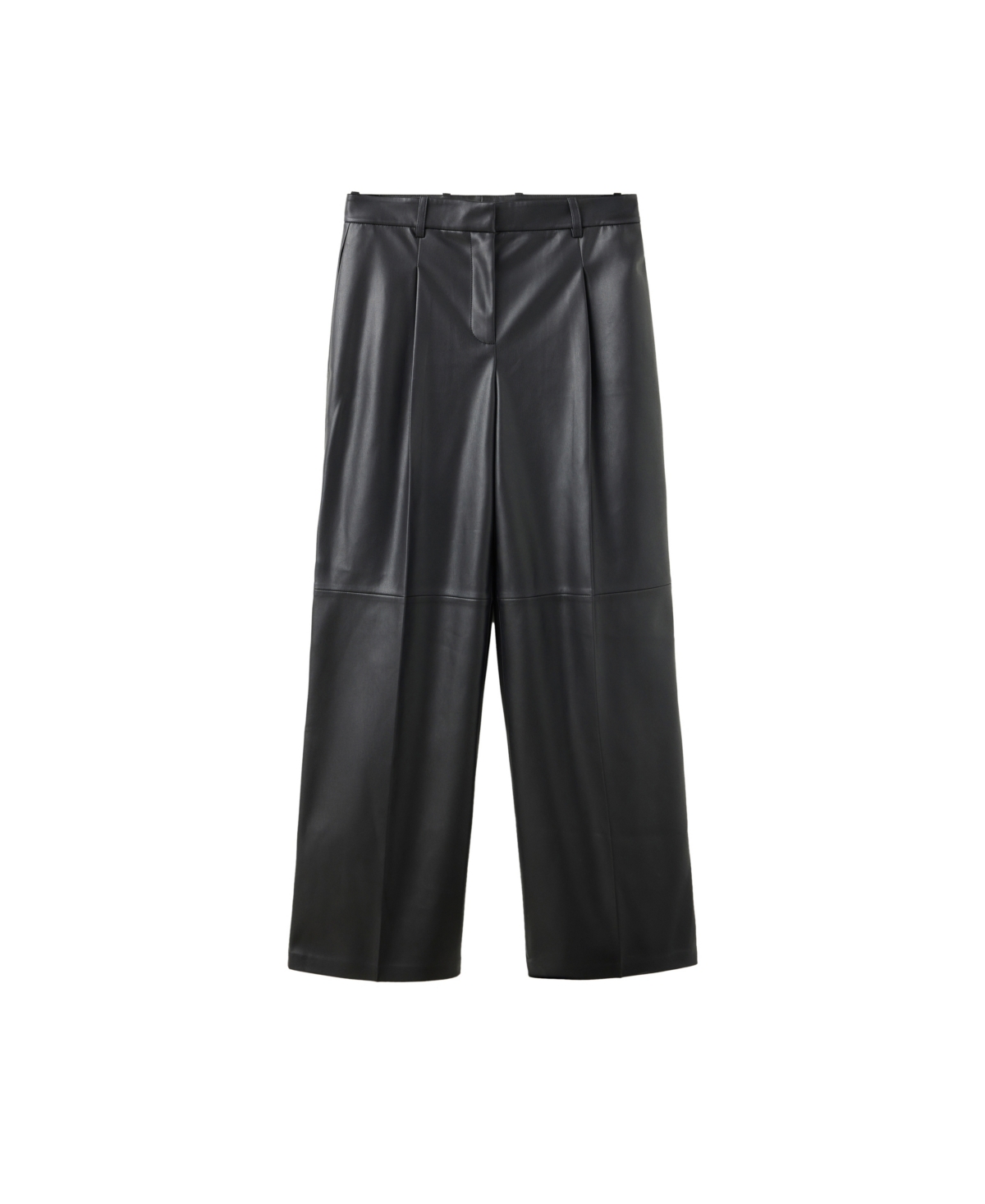Mango Women's Wide Leg Faux Leather Pants - Black