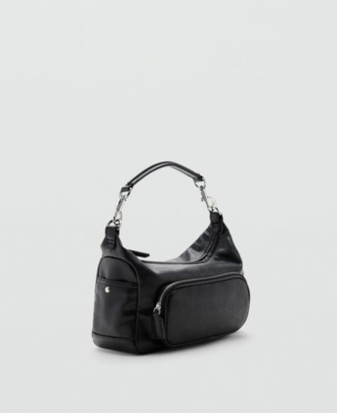 Женская сумка Mango Pipo Faux Leather Pocket Top-Handle Shoulder, цвет: Чёрный