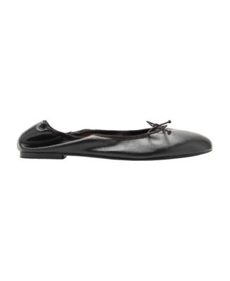 Women's Bow Elastic Faux Leather Ballet Flats