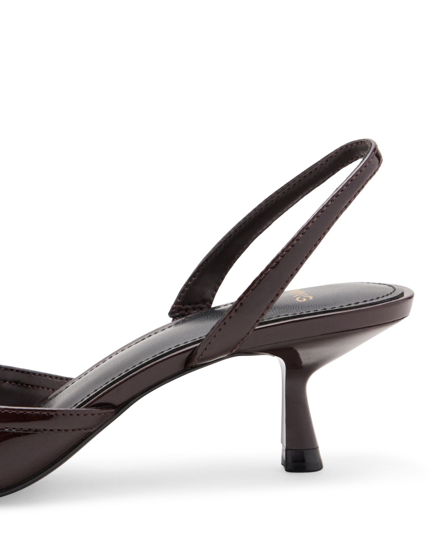 Женские туфли Mango Kitten Heel Pointed Toe Slingback Faux Leather, цвет: Бордовый — фото 3