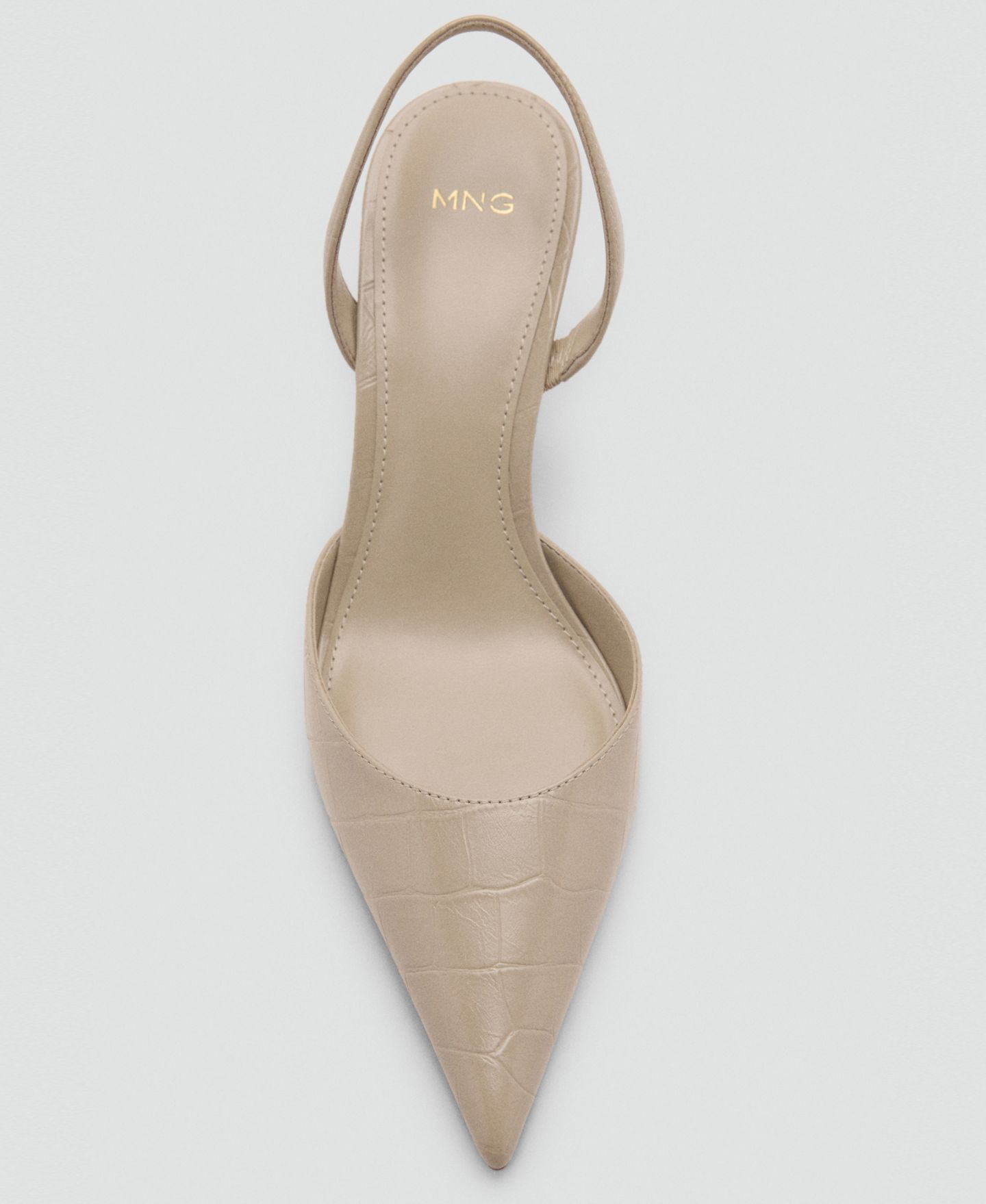 Женские туфли Mango Coconut-Toe Faux Leather Slingback Pointed-Toe, цвет: Экрю — фото 5