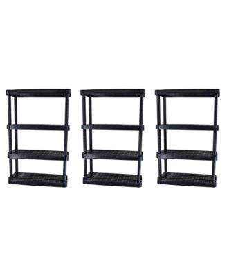 4 Shelf Adjustable Height Medium Duty Storage, Black (3 Pack)