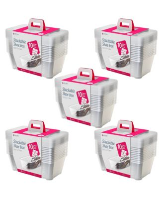 6L Shoe and Closet Storage Box Stacking Containers, Clear (50 Pack)