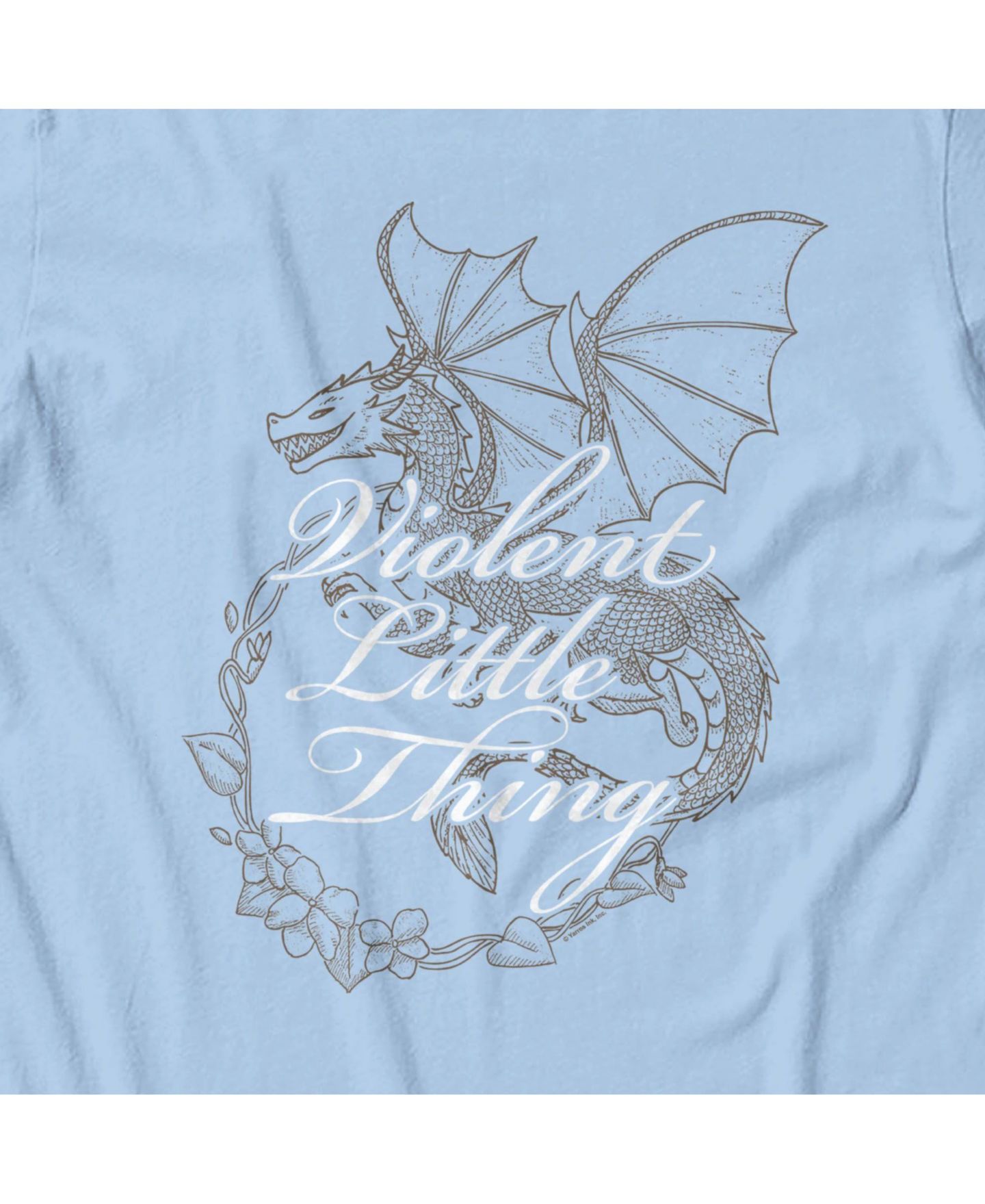 Мужская футболка Fourth Wing The Empyrean Violent Little Thing Dragon Floral Short Sleeve, цвет: Светлый синий — фото 3