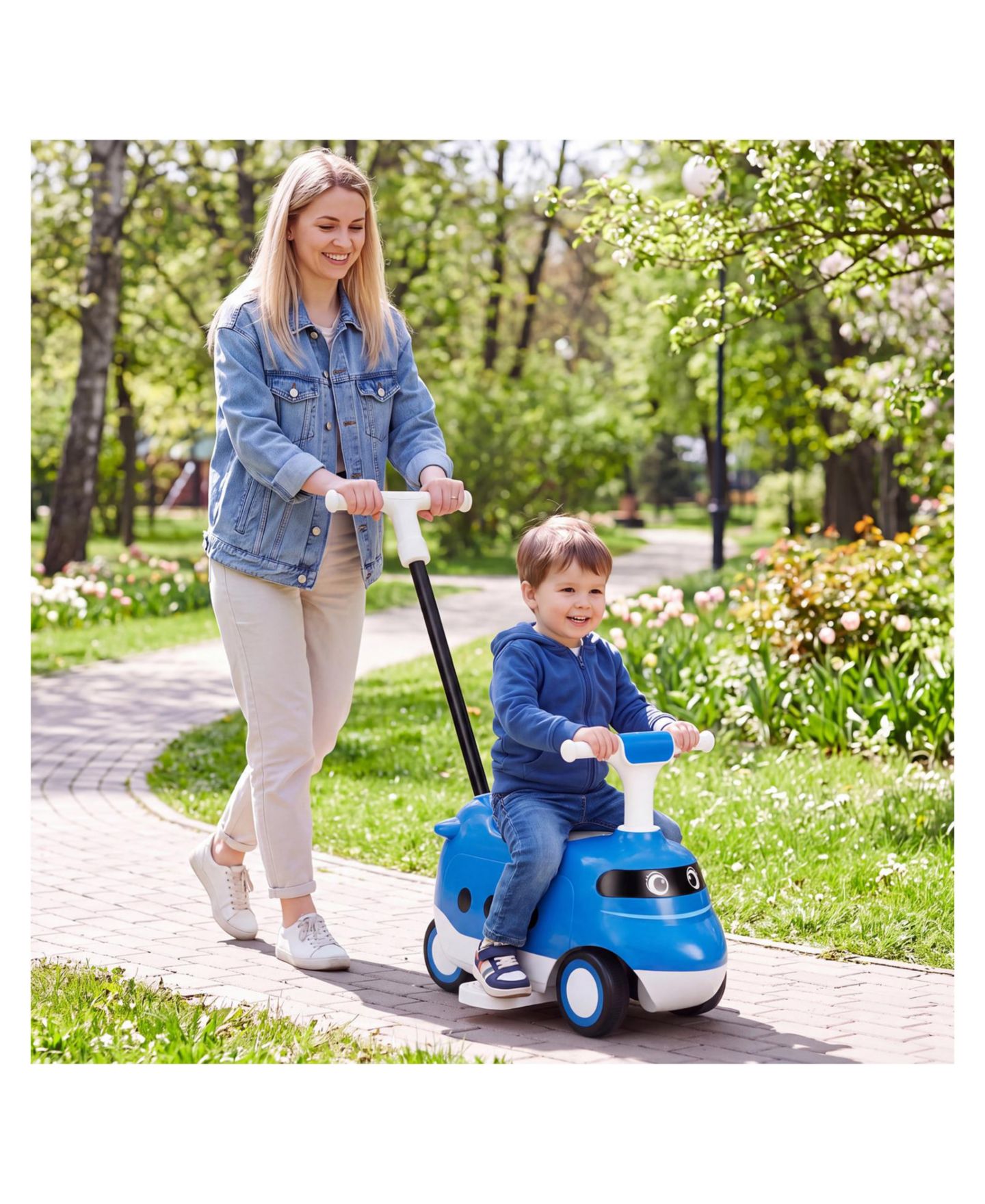 Детская игрушка Mecale 2-in-1 Toddler Ride-On Push Car with Under-Seat Storage, 33 lbs. Capacity, 1–3 года, цвет: Синий — фото 2