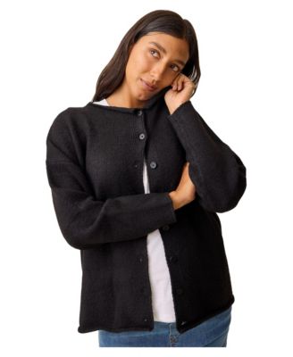 Maternity Oversized Button-Down Crewneck Cardigan