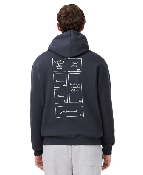 Мужское худи Lacoste Classic-Fit Graphic, цвет: Тёмный серый