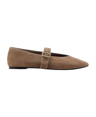 Women's Suede Buckle Ballet Flats