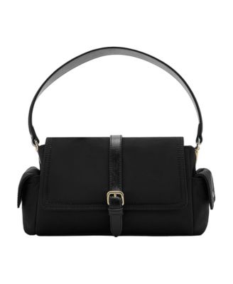 Women's Faux Leather Pockets and Buckle Shoulder Bag