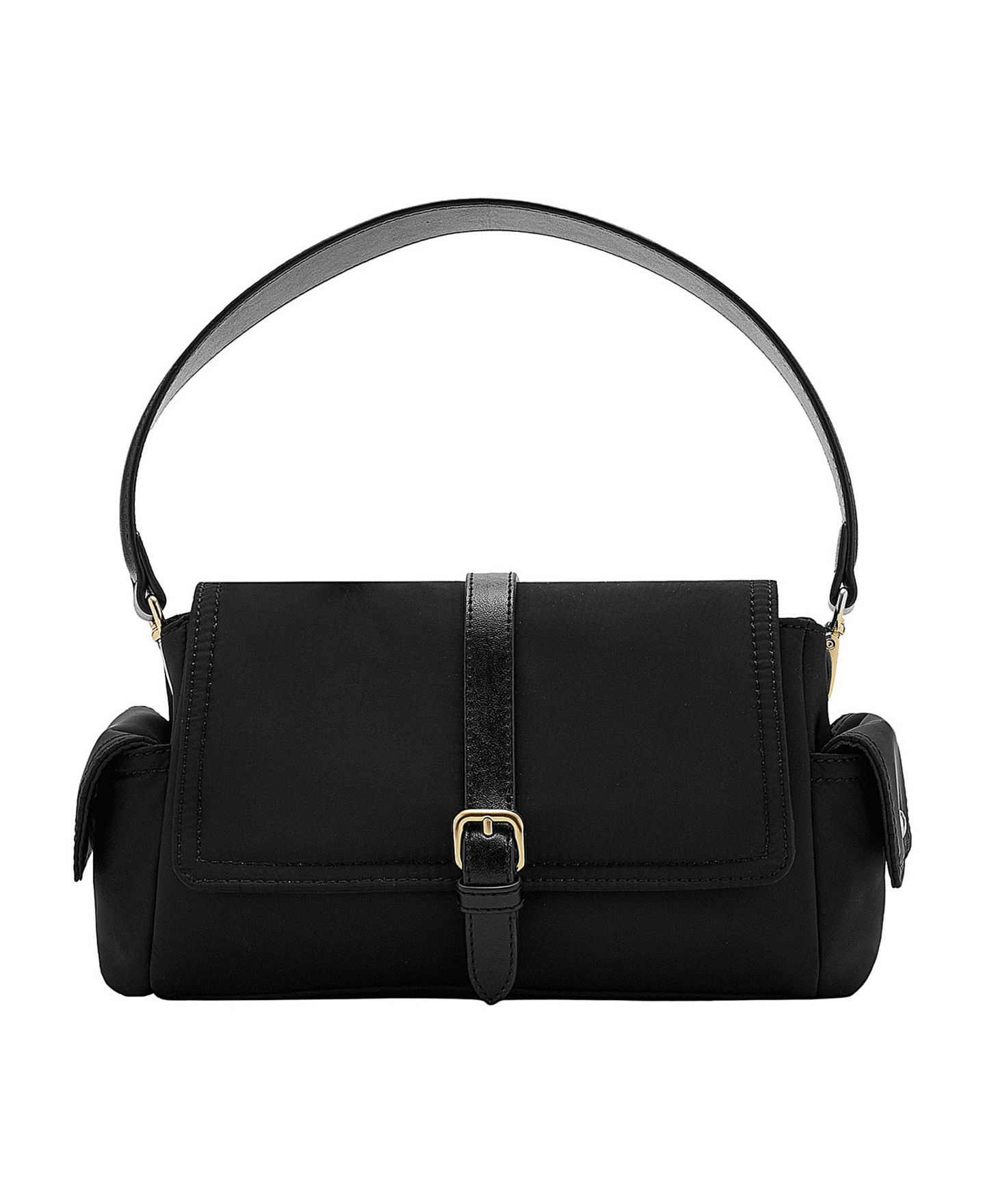 Женская сумка Mango Faux Leather Pockets and Buckle Shoulder, цвет: Чёрный — фото 1