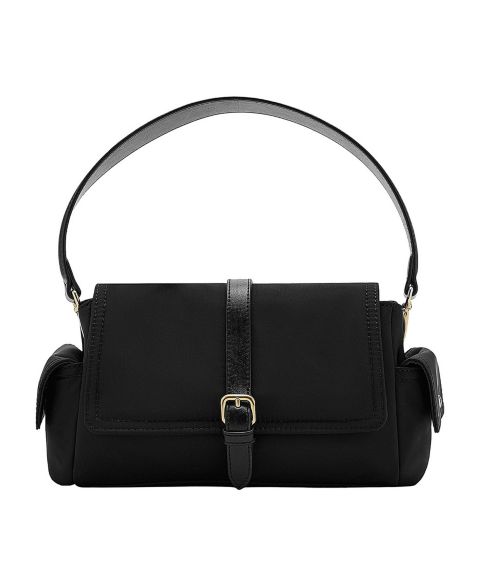 Женская сумка Mango Faux Leather Pockets and Buckle Shoulder, цвет: Чёрный